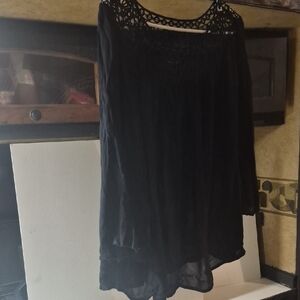 Lane Bryant Black Asymmetrical Embellished 3/4 Sleeve Blouse.  Box 23